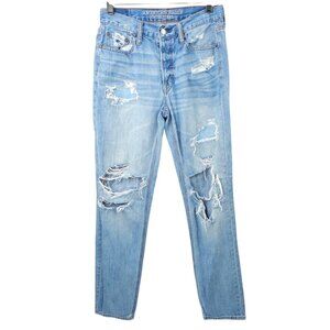American Eagle Outfitters Distressed Vintage Hi Rise Womens 4 L Holes Destroyed